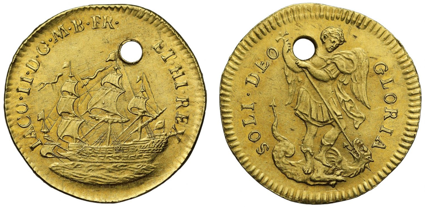 James II gold Touch piece, MS61, ex Sovereign Remedy plate coin and Woolf