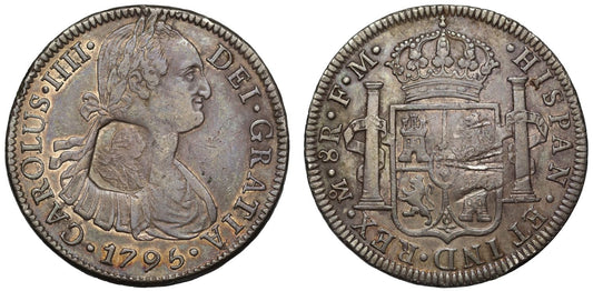 George III countermarked Dollar, upon Mexico City  8-Reales 1795 FM
