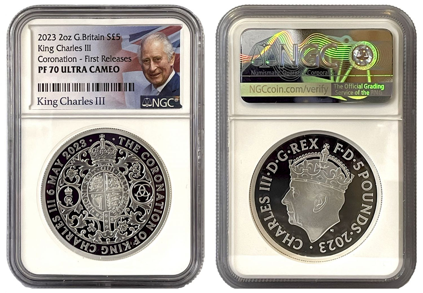 * Charles III 2023 PF70 UCAM FR silver proof 2oz Coronation