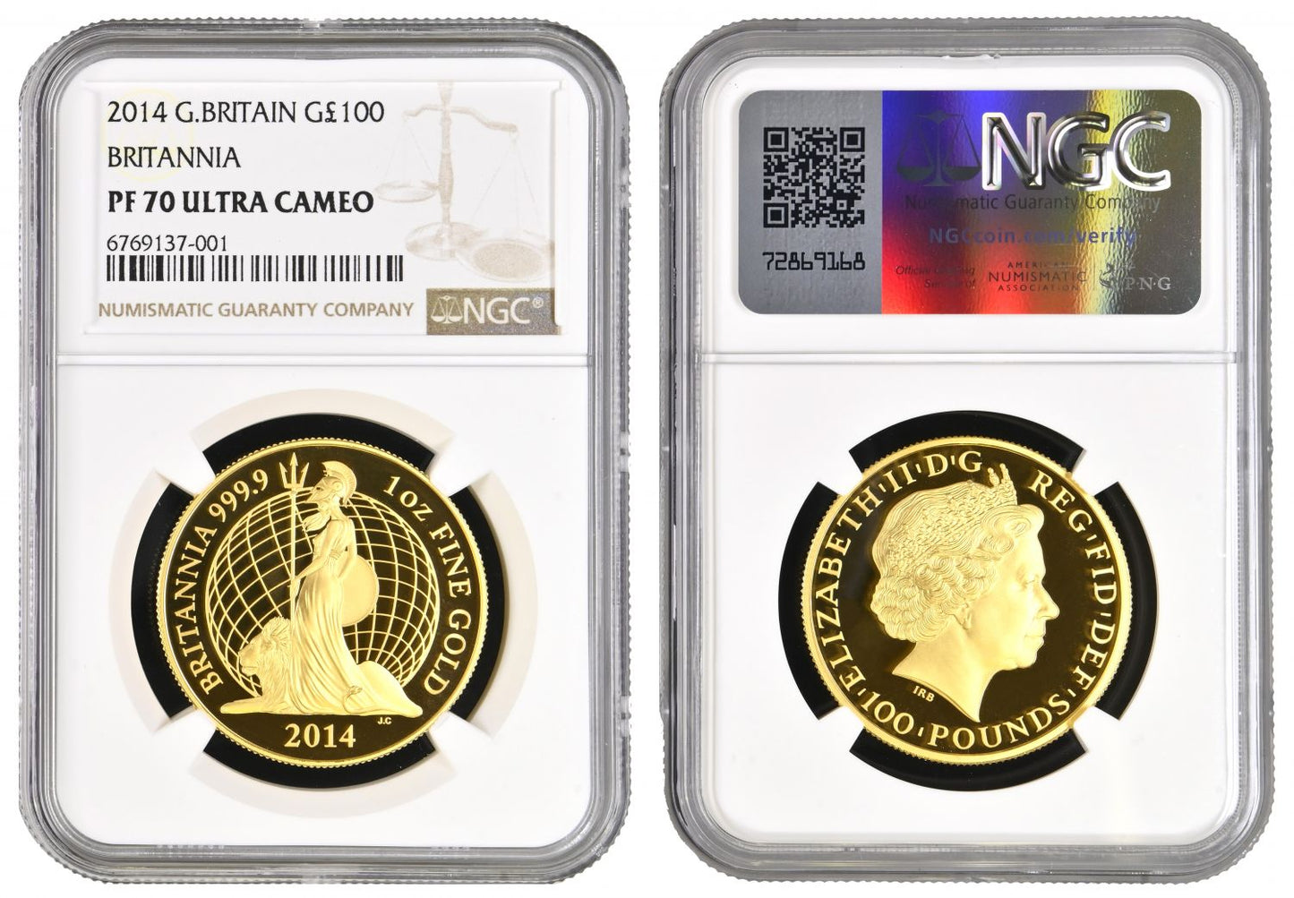QE II 2014 proof £100 Britannia PF70 UC, most sought after date