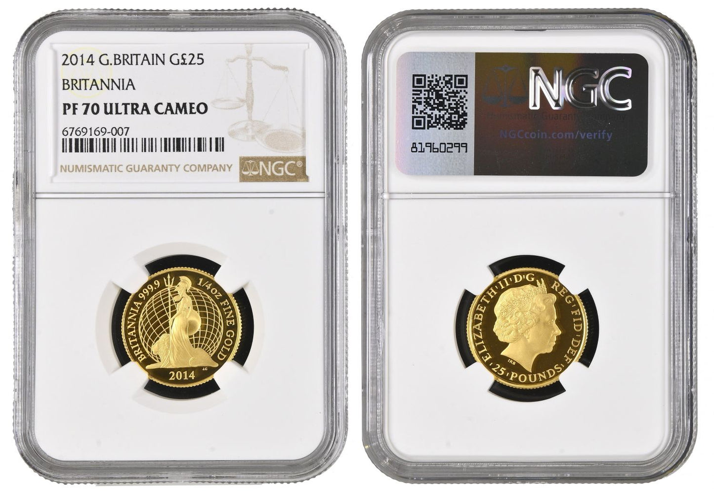 Elizabeth II 2014 proof £25 Britannia PF70 UC