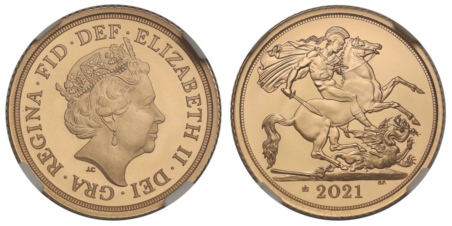 Elizabeth II 2021 proof Half-Sovereign PF70 UC FR, 95th birthday privy