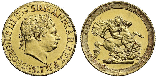 George III 1817 Sovereign, initial date, AU58