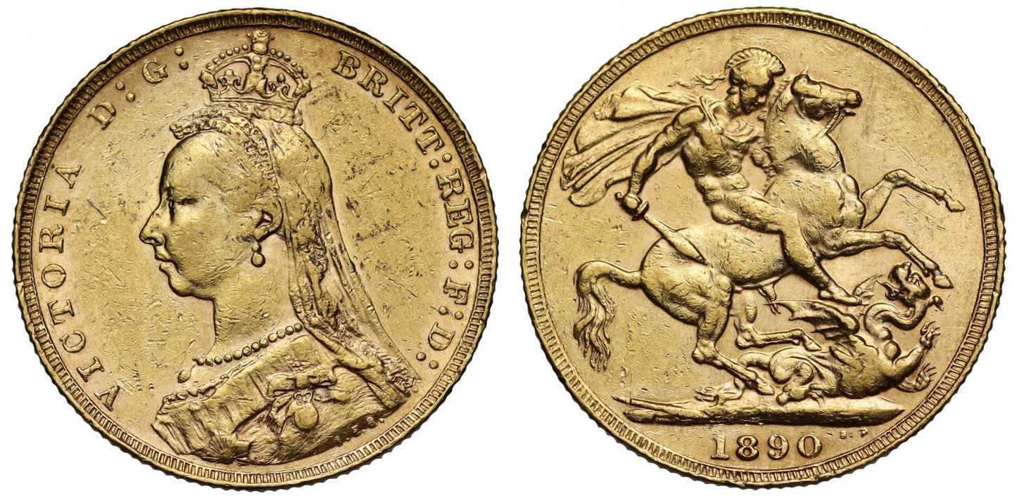 Victoria 1890 Sovereign, letter O for zero in date