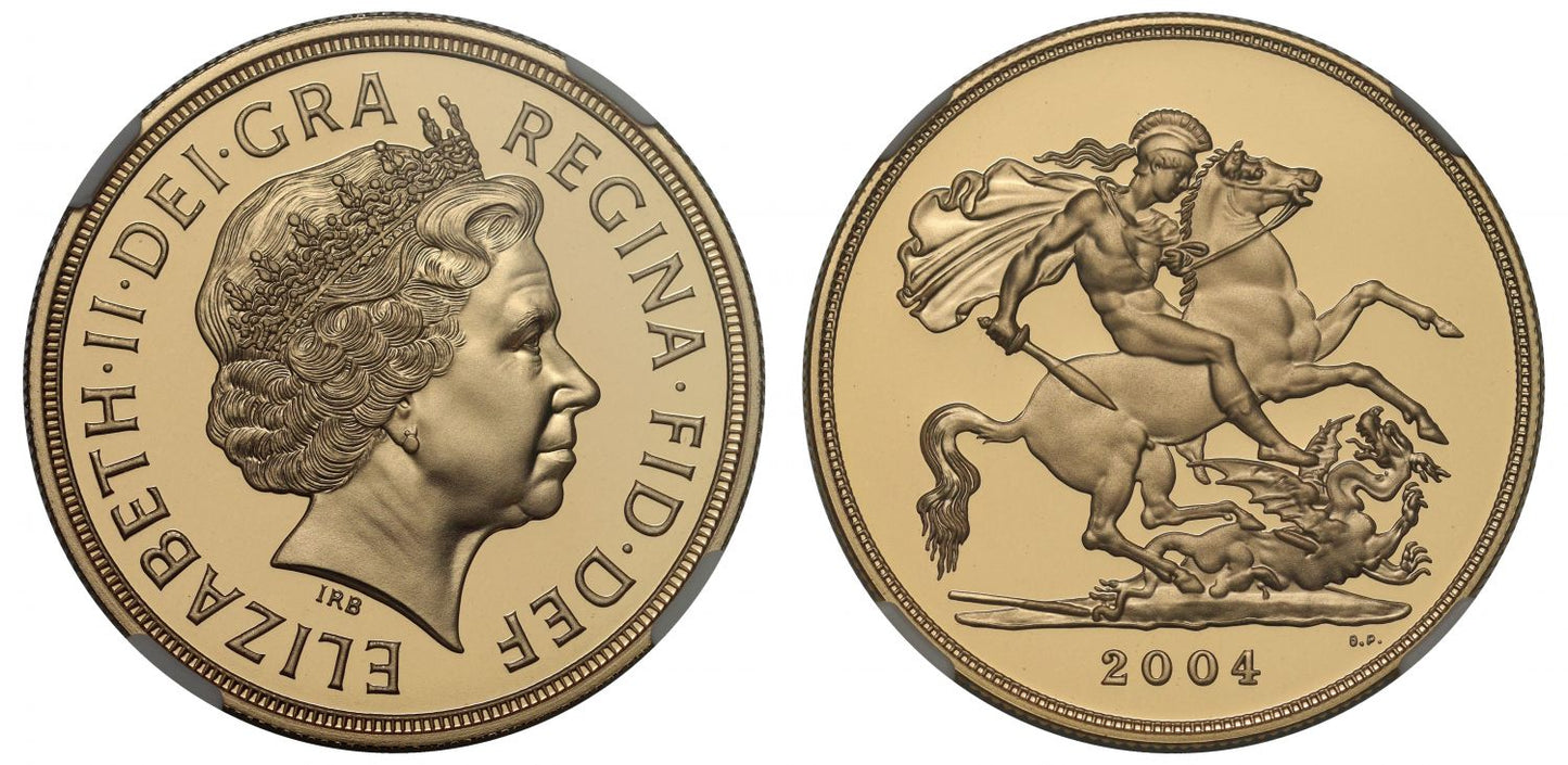 Elizabeth II 2004 proof Five-Pounds PF70 UCAM