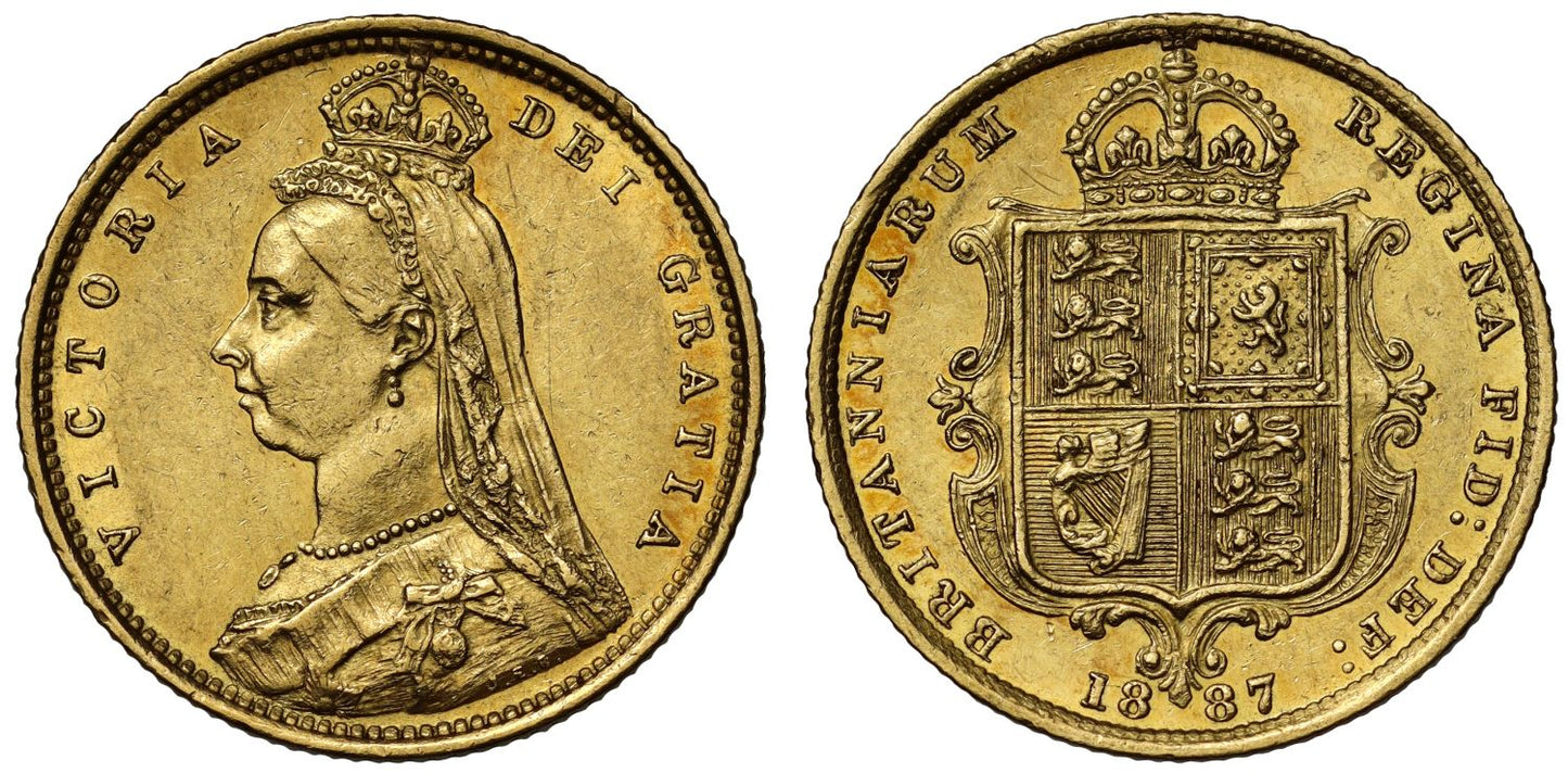 Victoria 1887 Half-Sovereign London mint, hooked J, DISH L502