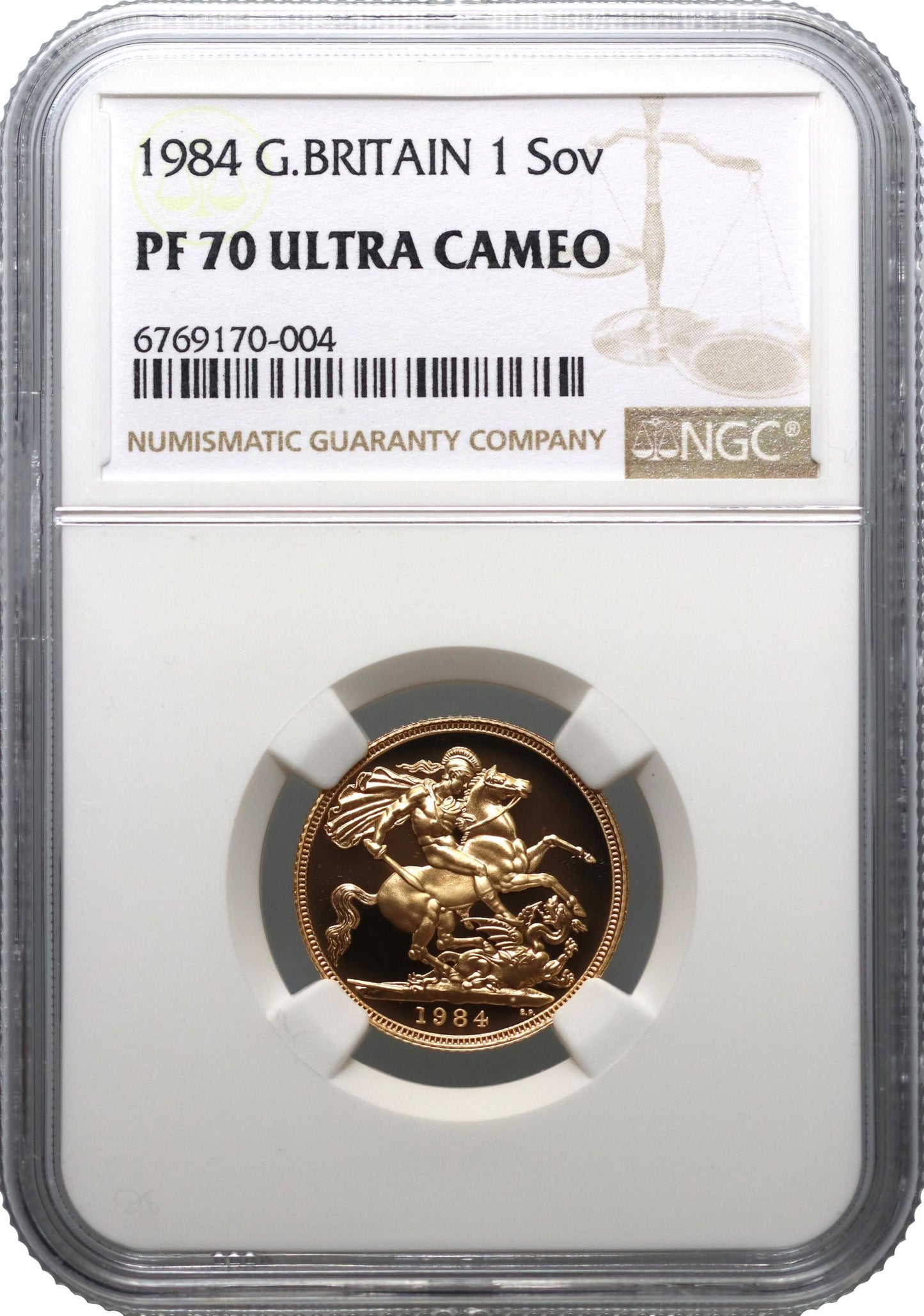 Elizabeth II 1984 proof Sovereign PF70 UCAM