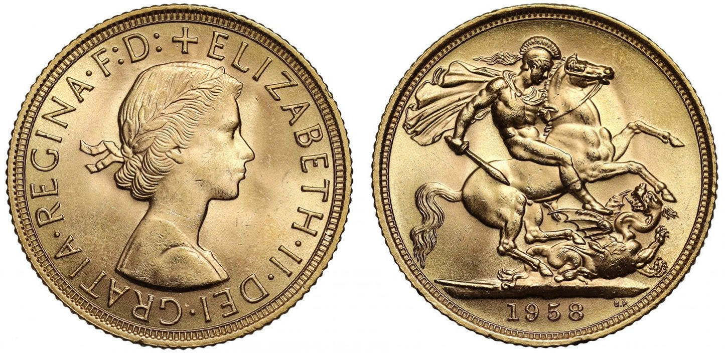 Elizabeth II 1958 Gillick Sovereign MS64+