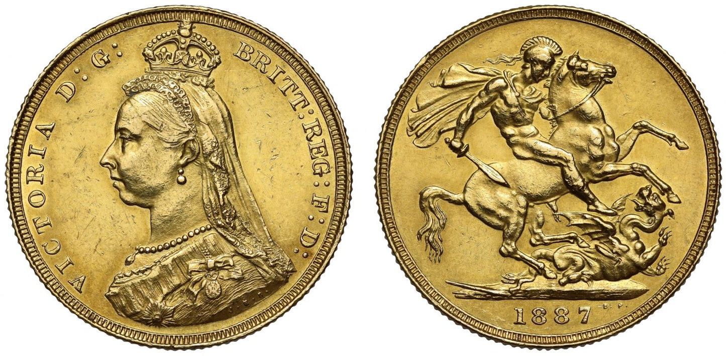 Victoria 1887 Sovereign Jubilee head, hooked J