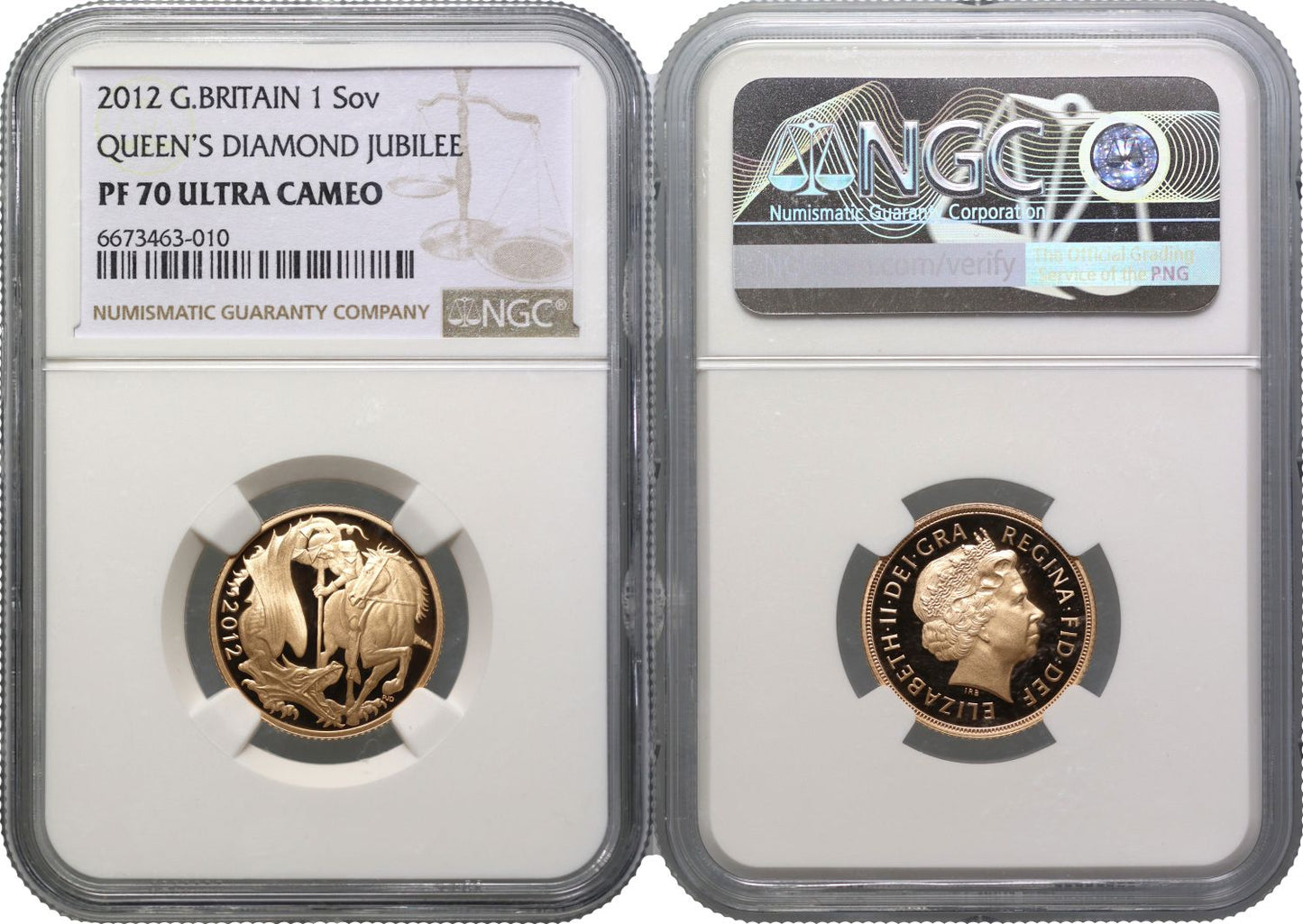 Elizabeth II 2012 proof Sovereign PF70 UCAM