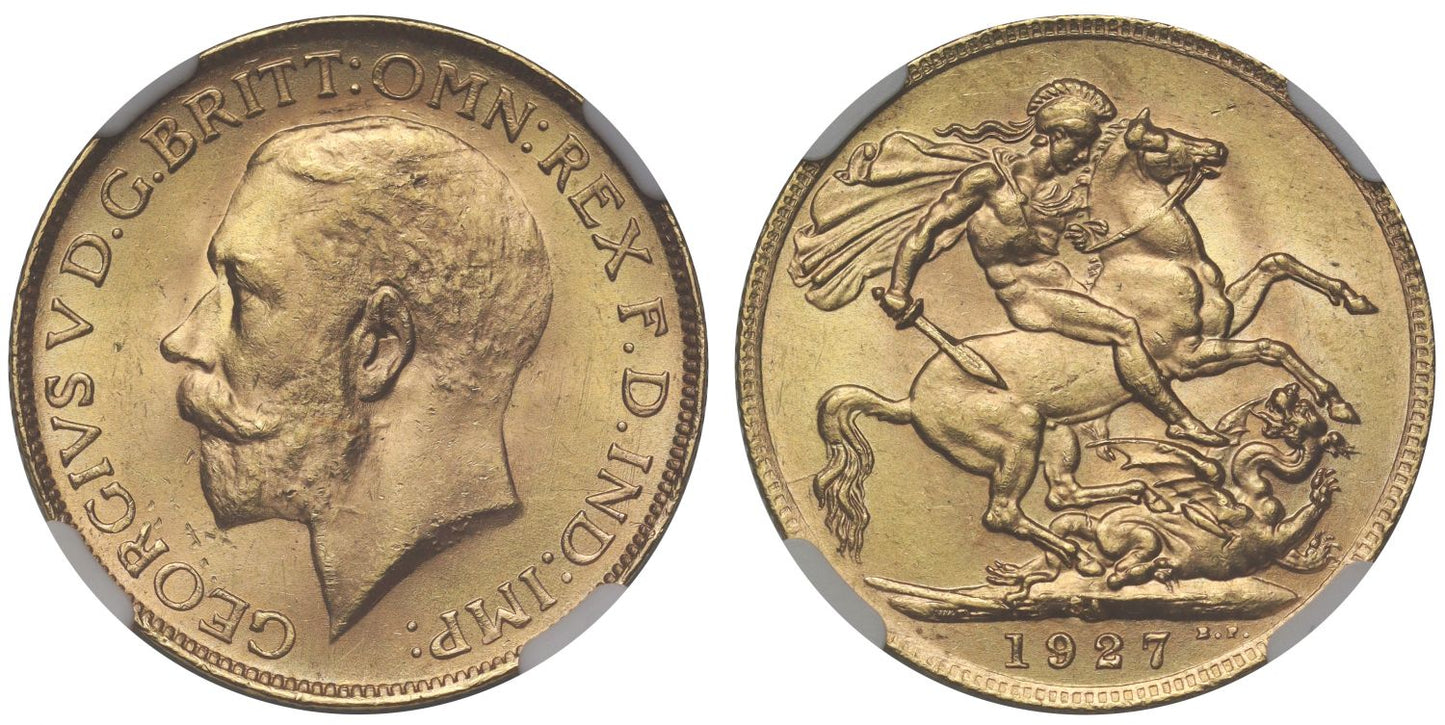 George V 1927-SA Sovereign NGC MS65