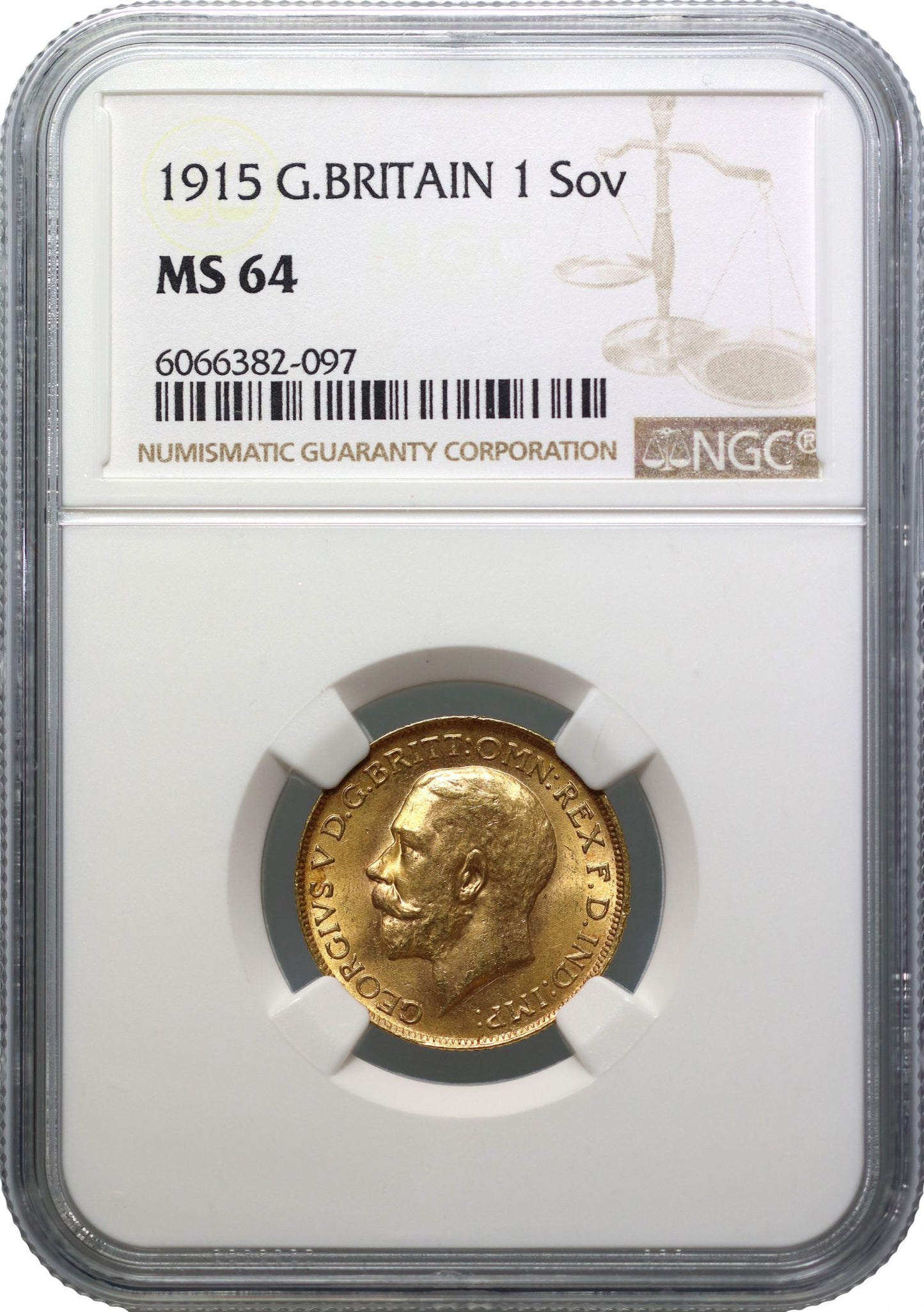 George V 1915 Sovereign MS64