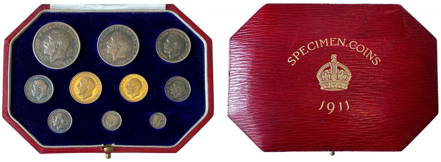 George V 1911 10-coin proof Set Coronation NGC PF63-PF66 with original case