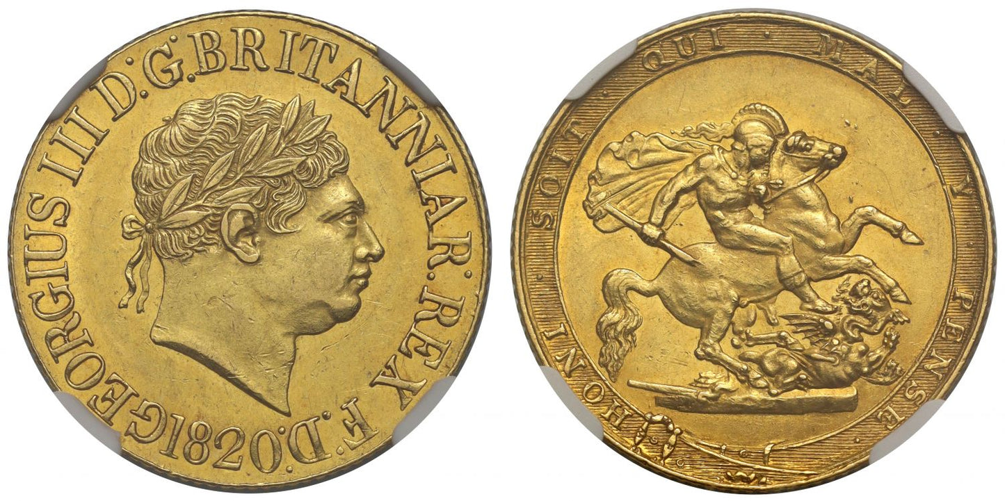 George III 1820 Sovereign, open 2 in date, NGC AU58 ex Cope Collection