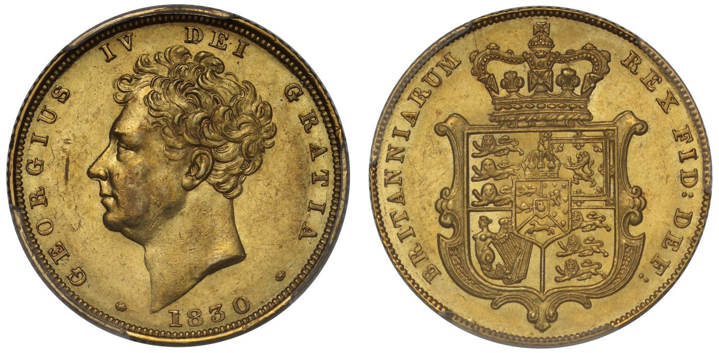 George IV 1830 Sovereign bare head PCGS MS62