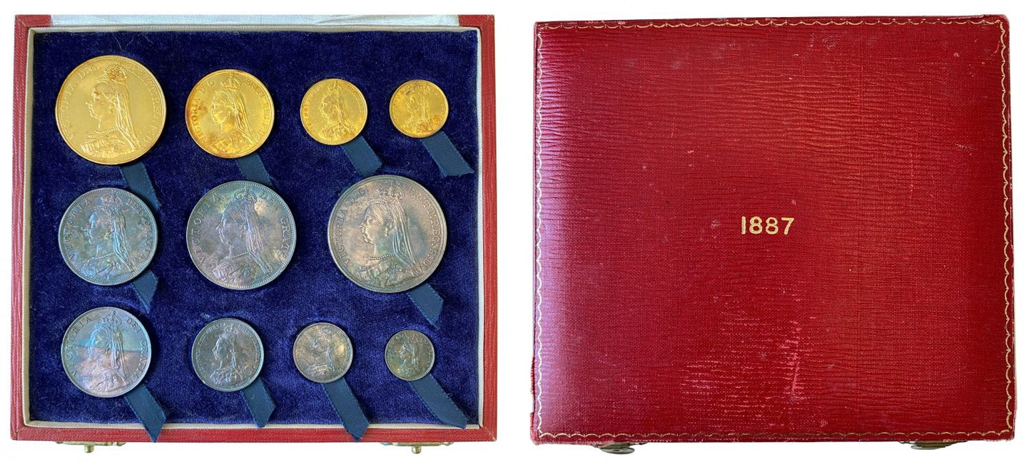 Victoria 1887 11-coin gold and silver Currency Set in modern box