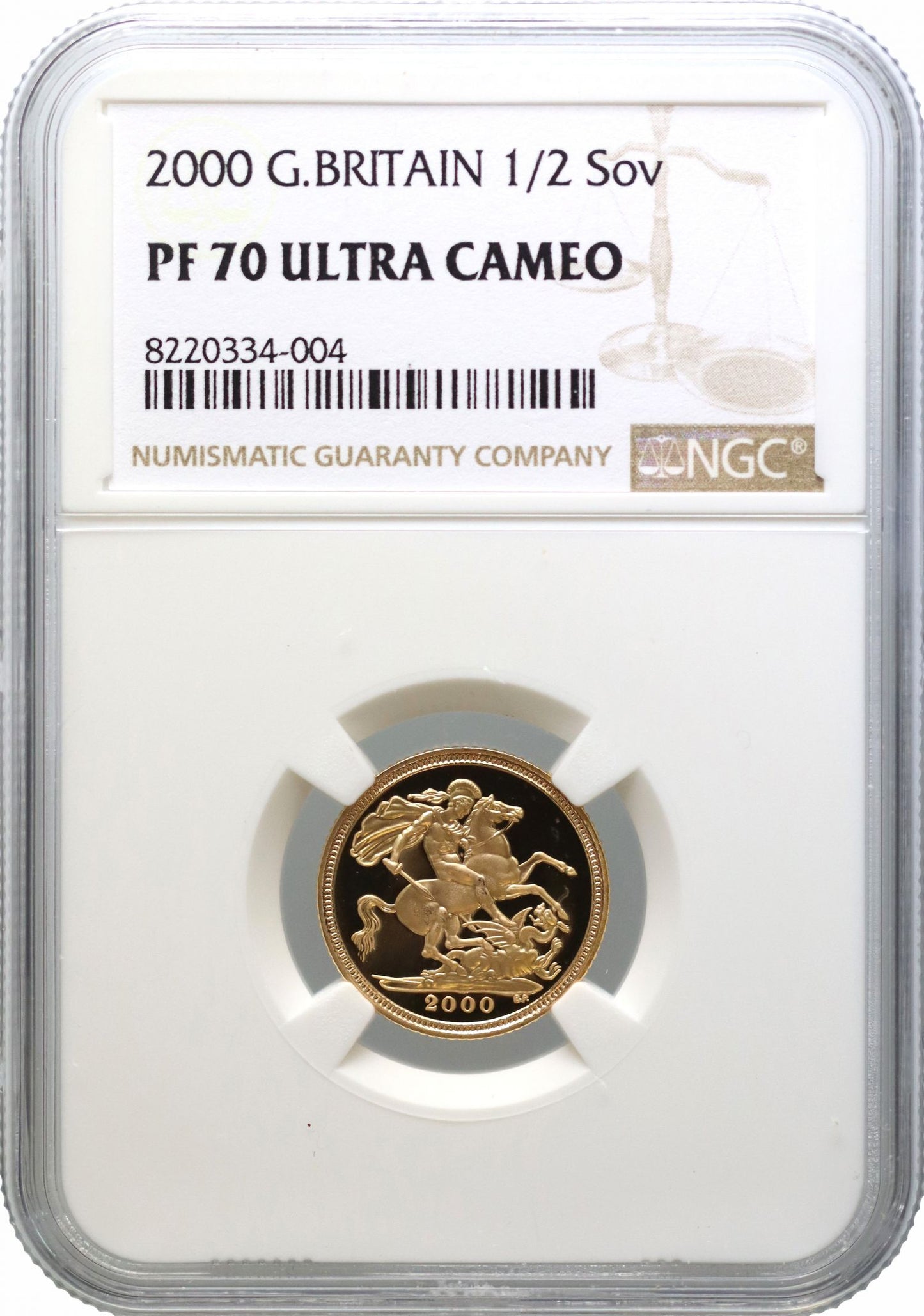 Elizabeth II 2000 proof Half-Sovereign PF70 UCAM