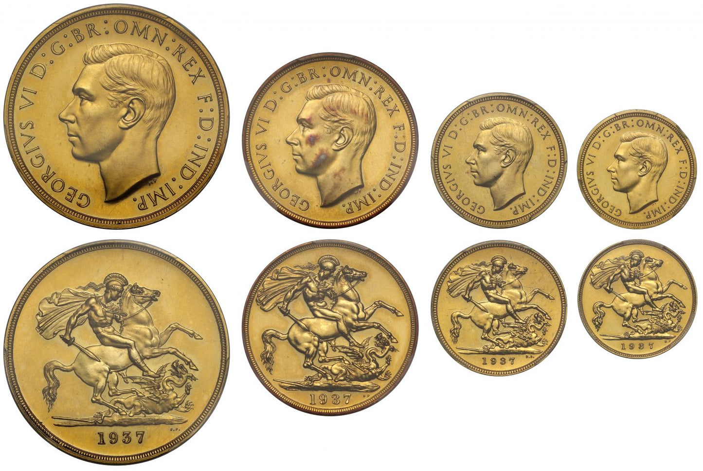 George VI 1937 4-coin proof Set, PR63-62, ex Peh