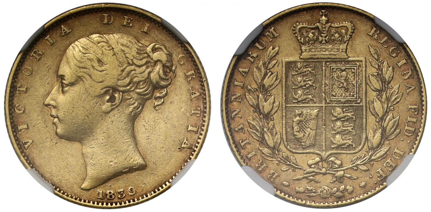Victoria 1839 Sovereign first young head XF40