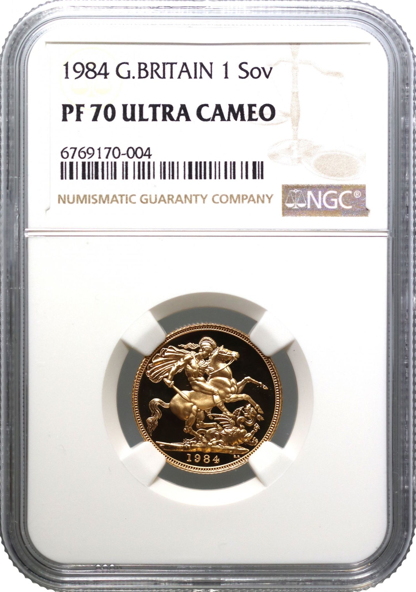 Elizabeth II 1984 proof Sovereign PF70 UCAM