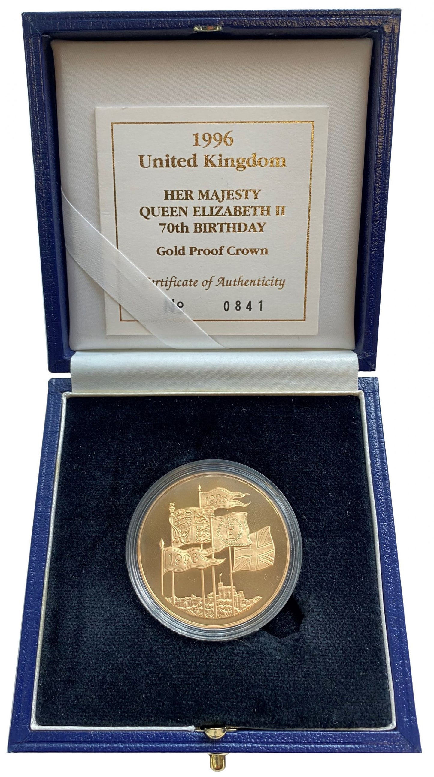 Elizabeth II 1996 proof Five-Pounds 70th birthday