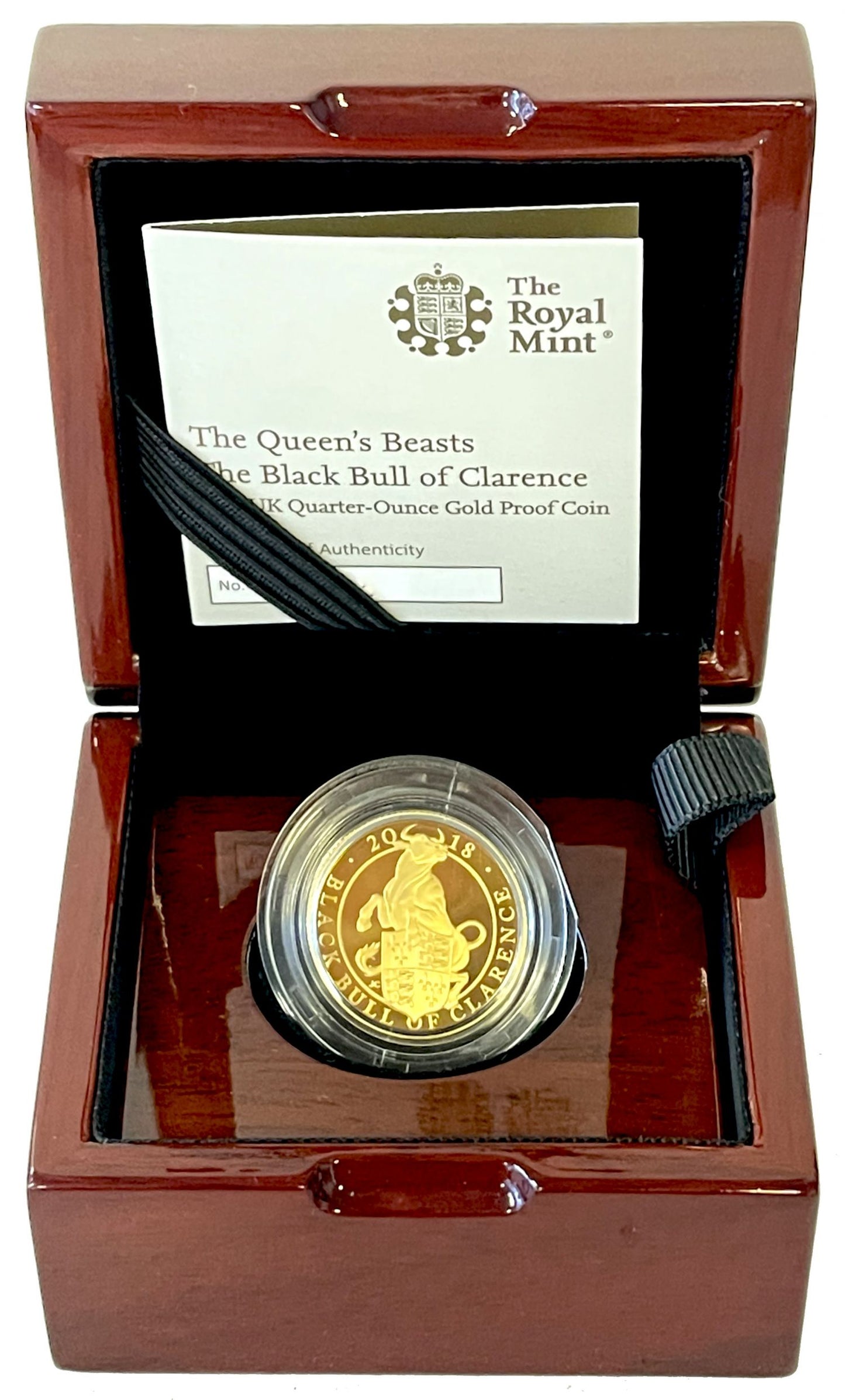 * Elizabeth II 2018 gold proof 1/4oz Bull of Clarence