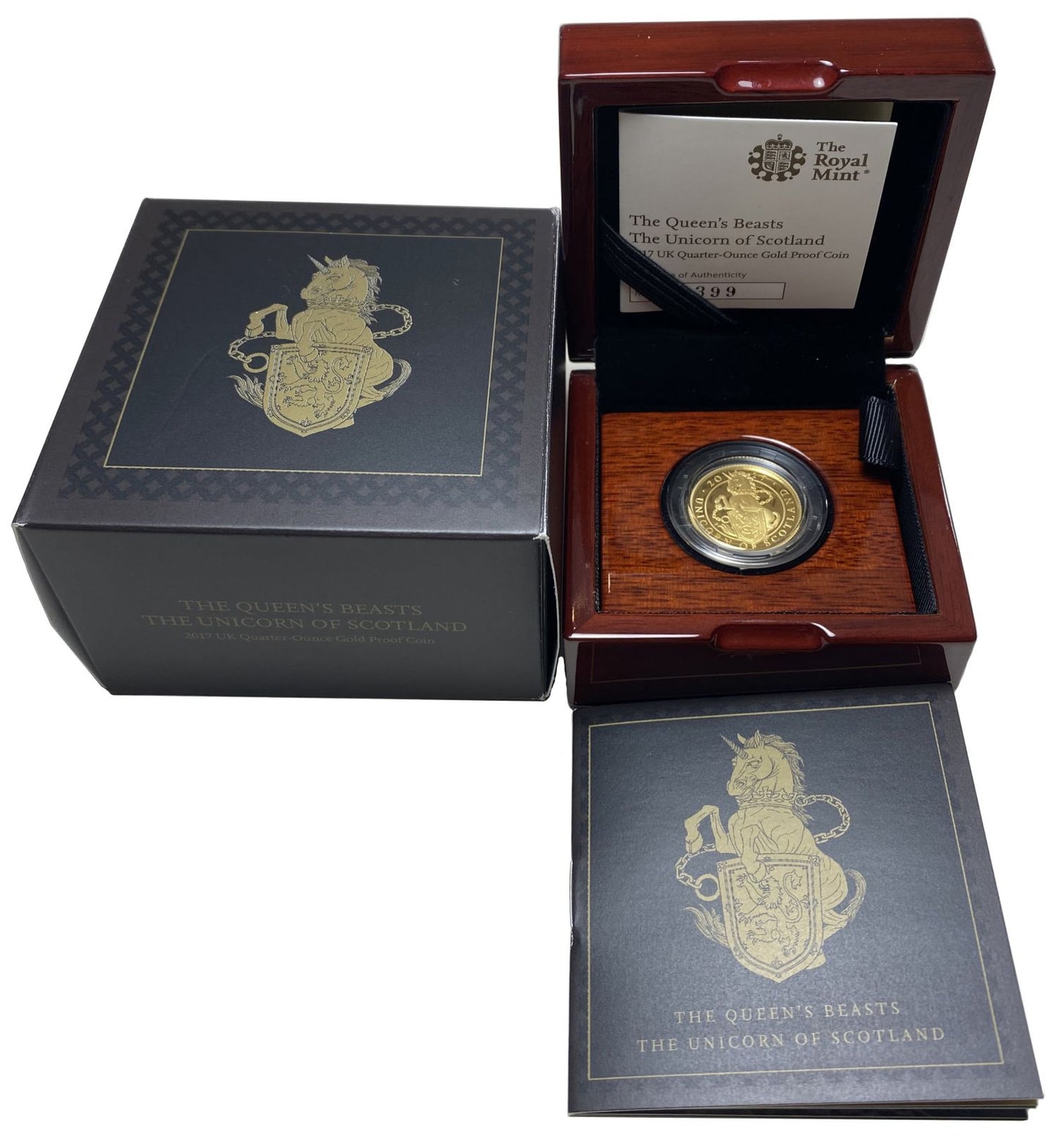 * Elizabeth II 2017 gold proof 1/4oz Unicorn of Scotland