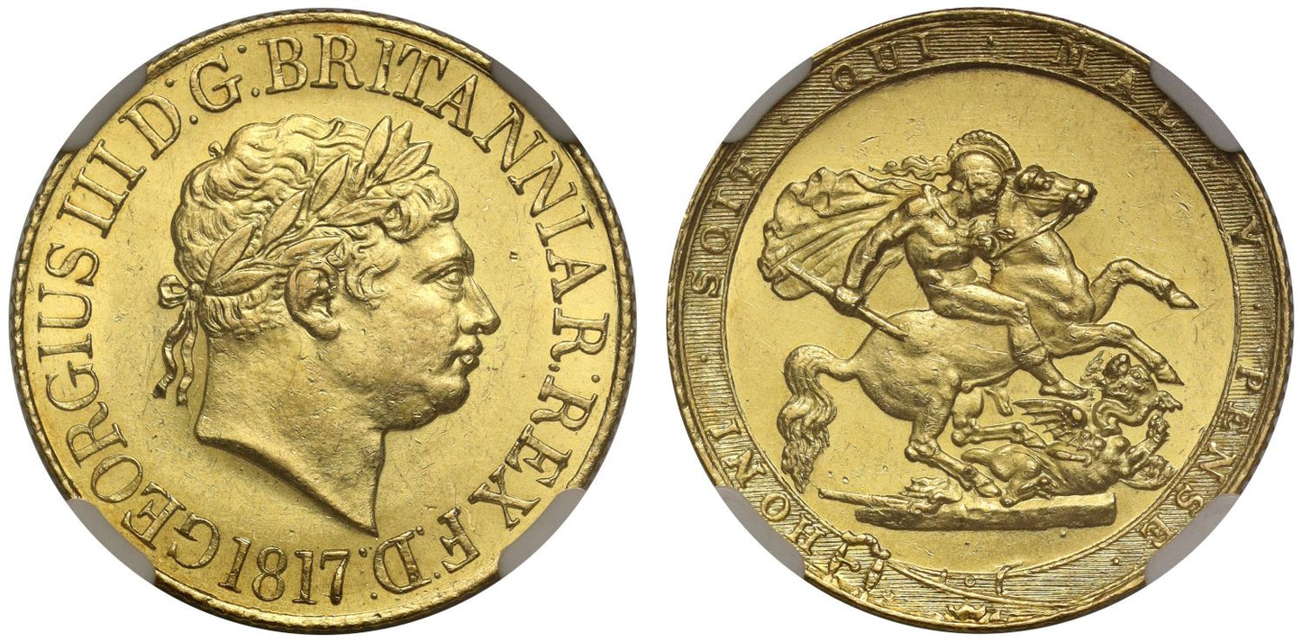 George III 1817 Sovereign MS62, first year of the modern sovereign