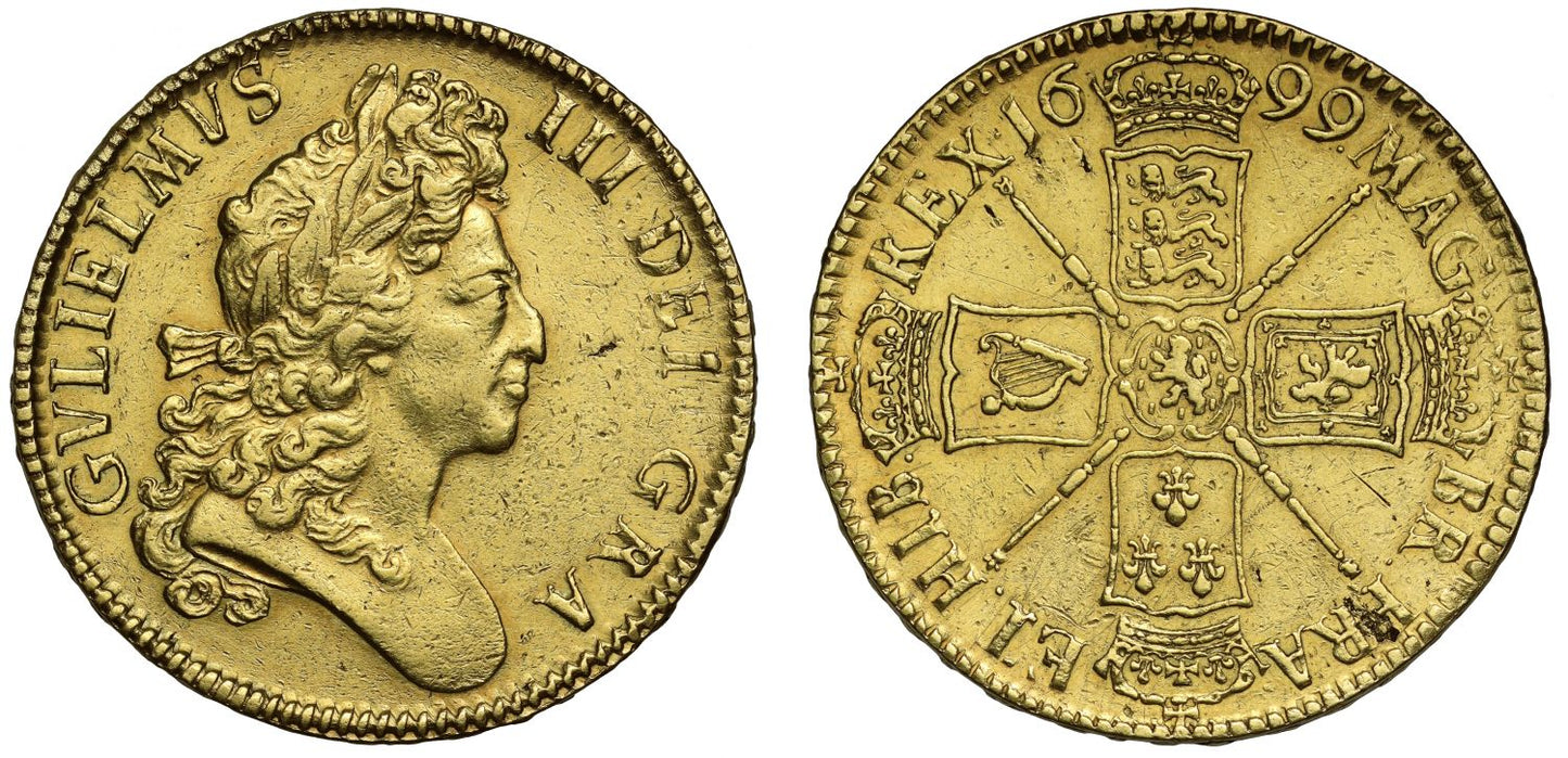 William III 1699 Five-Guineas, first date for denomination in this reign