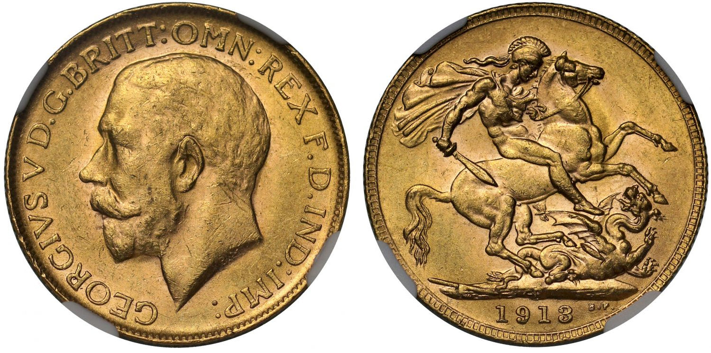 George V 1913-P Sovereign Perth Mint MS62