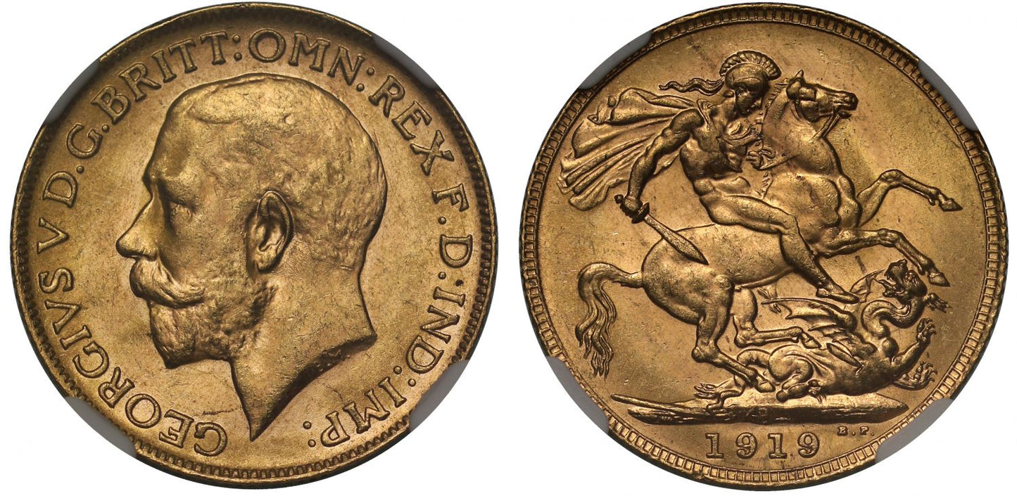 George V 1919-P Sovereign Perth Mint MS63