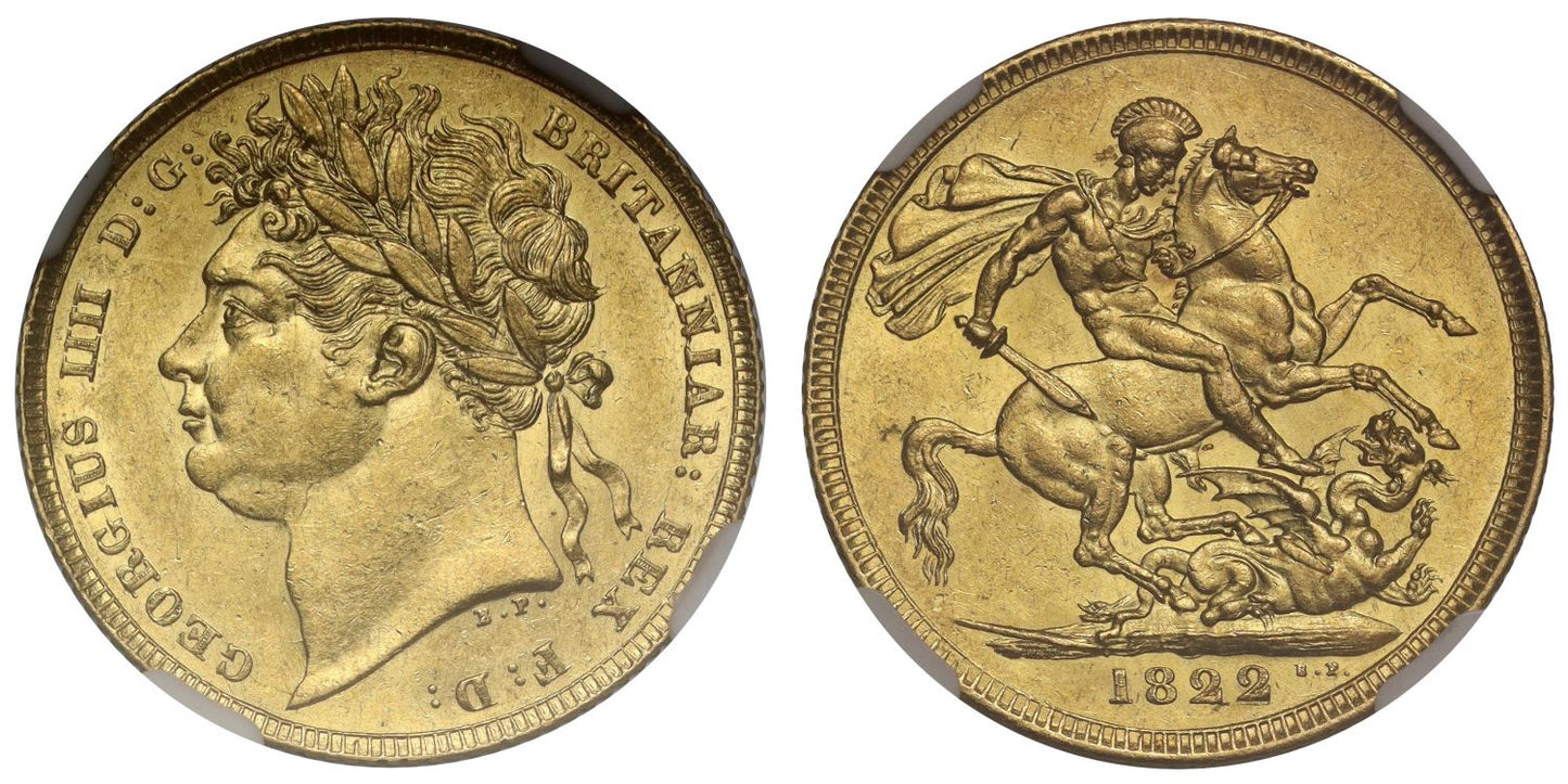 George IV 1822 Sovereign laureate head AU58