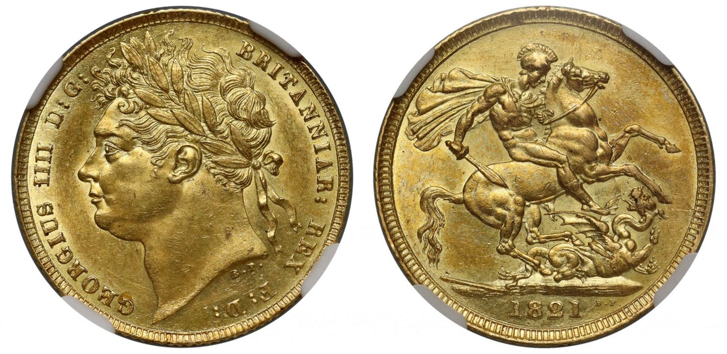 George IV 1821 Sovereign, first laureate head, coronation year