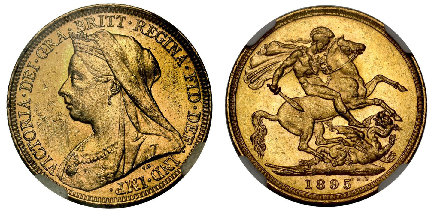 Victoria 1895-M Sovereign, old head, NGC MS61