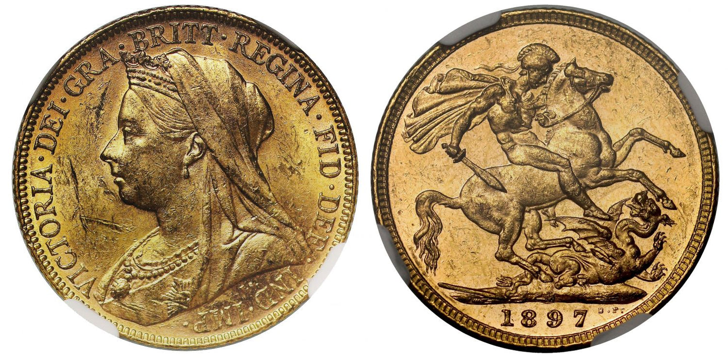 Victoria 1897-M Sovereign old head NGC MS61