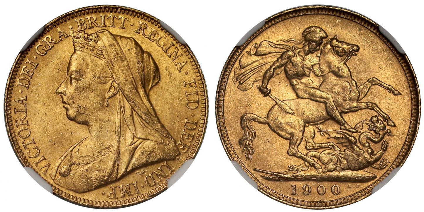 Victoria 1900-P Sovereign old head MS62