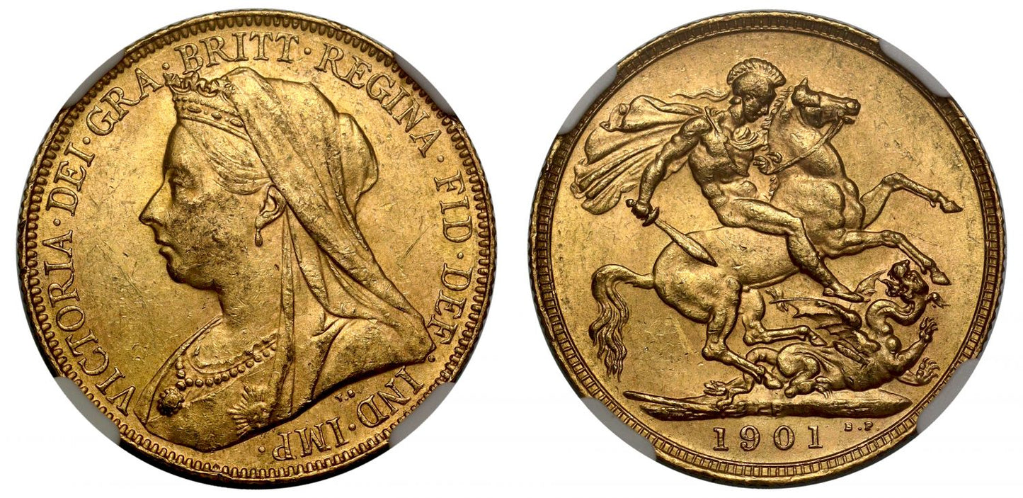 Victoria 1901-P Sovereign Perth mint MS62