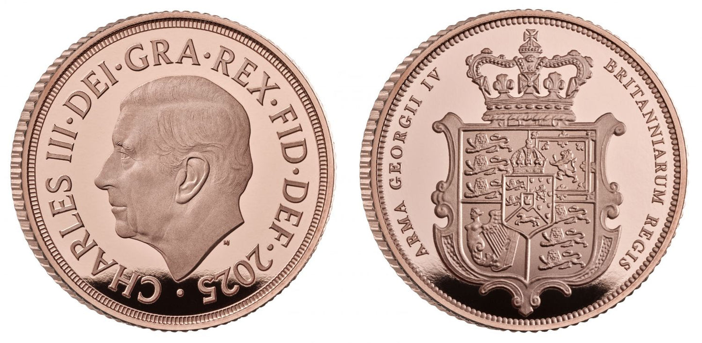 * Charles III 2025 proof Half-Sovereign Royal Arms
