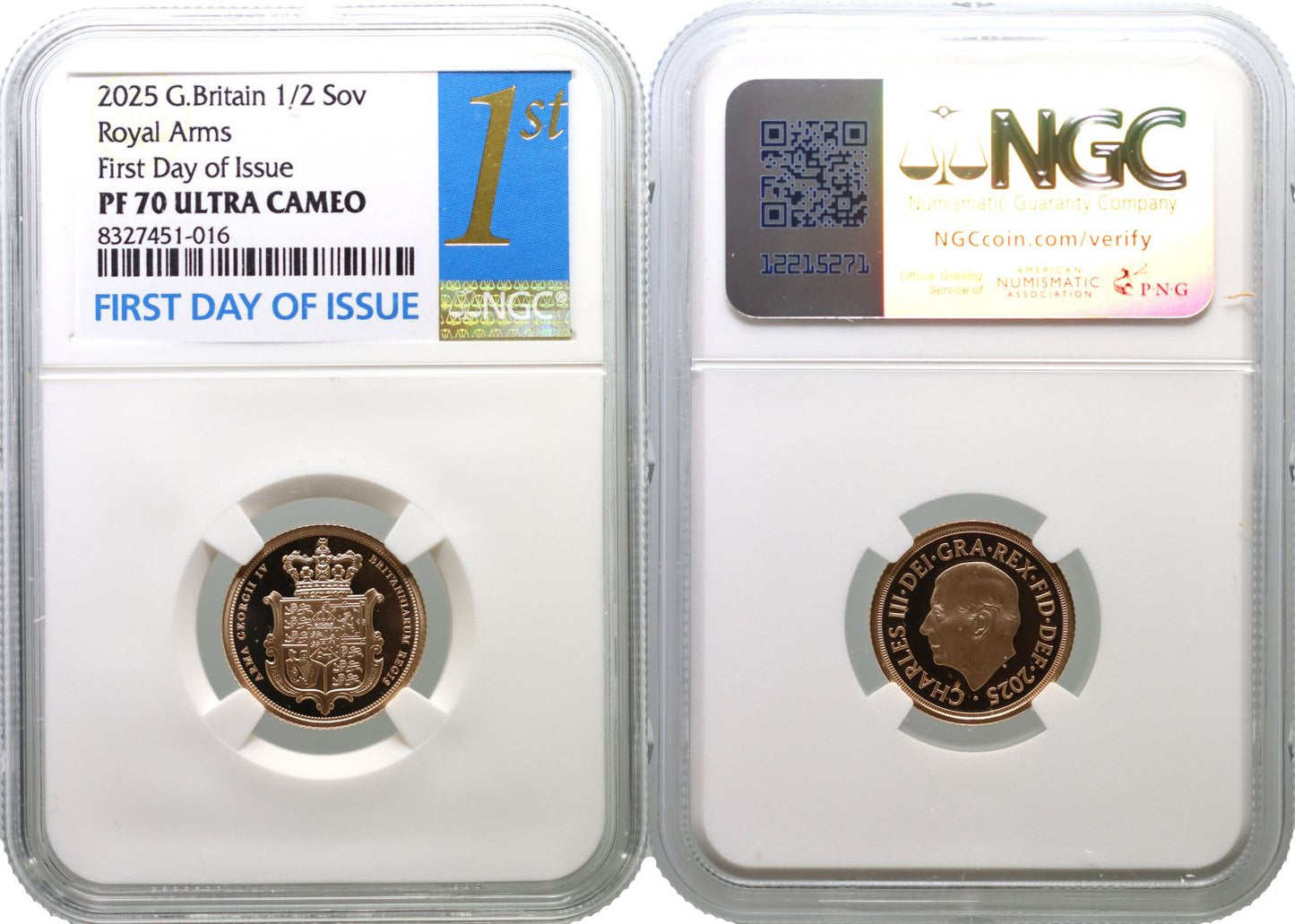 2025 gold proof Shield Half Sovereign PF70 UCAM FDI