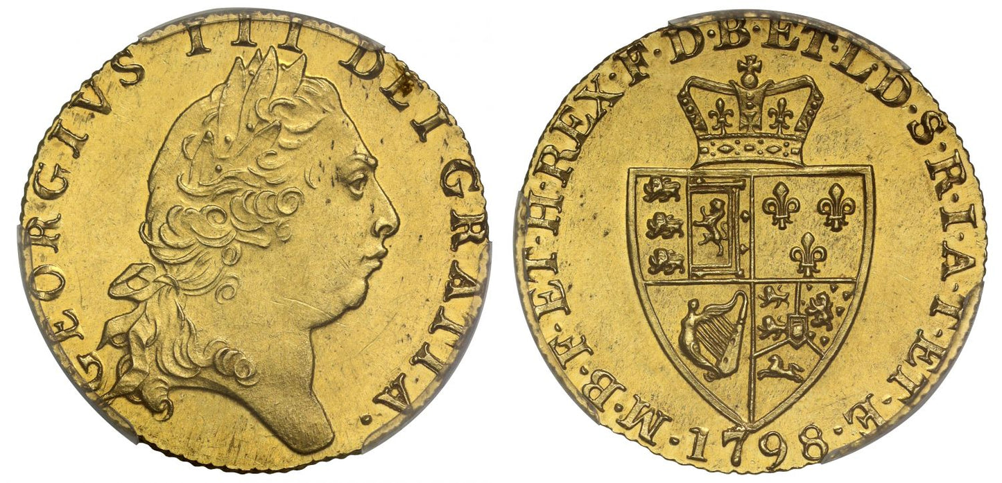 George III 1798 Guinea, fifth head, spade reverse MS63