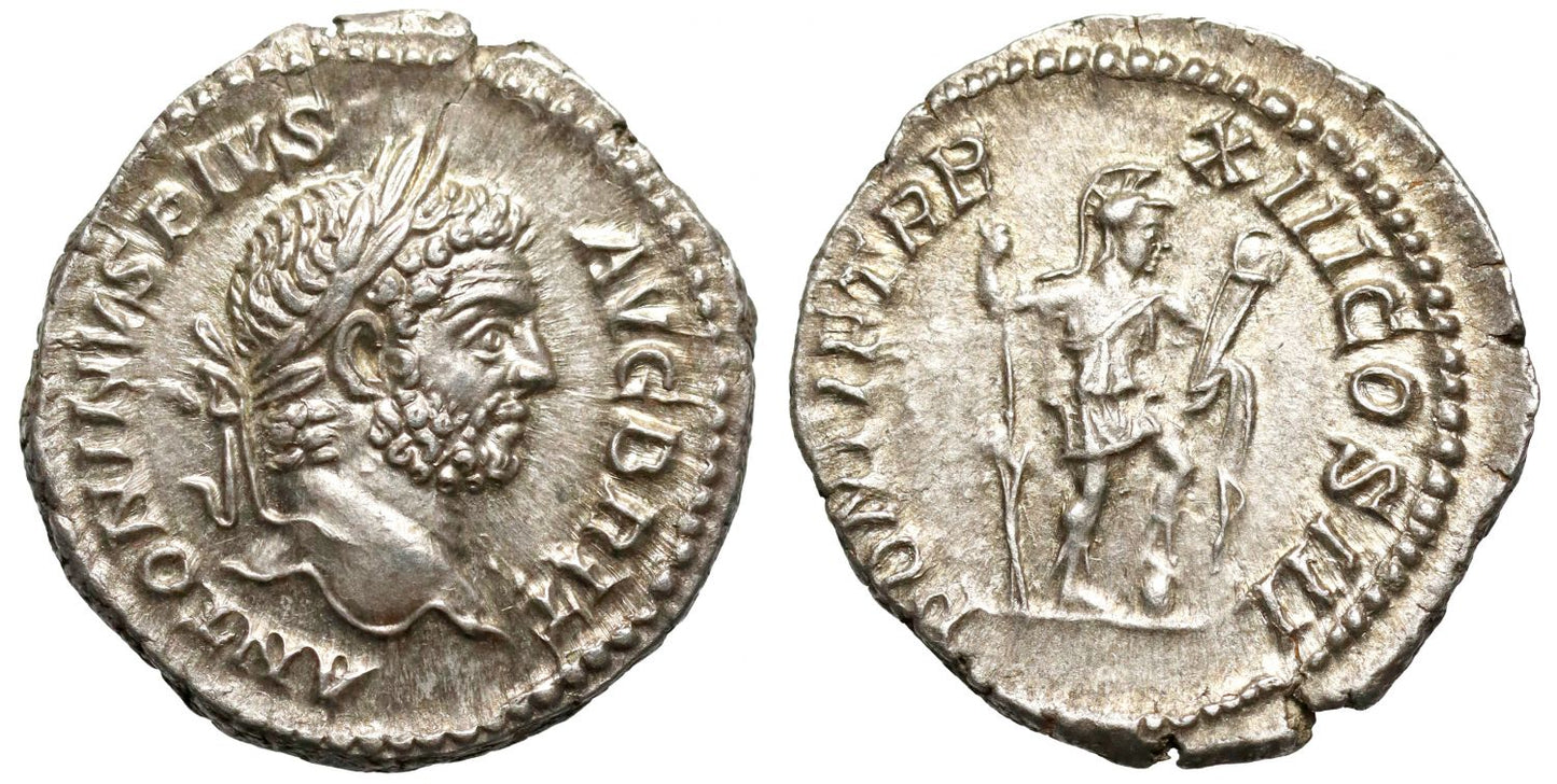 Caracalla, Silver Denarius, with AVG BRIT Legend.