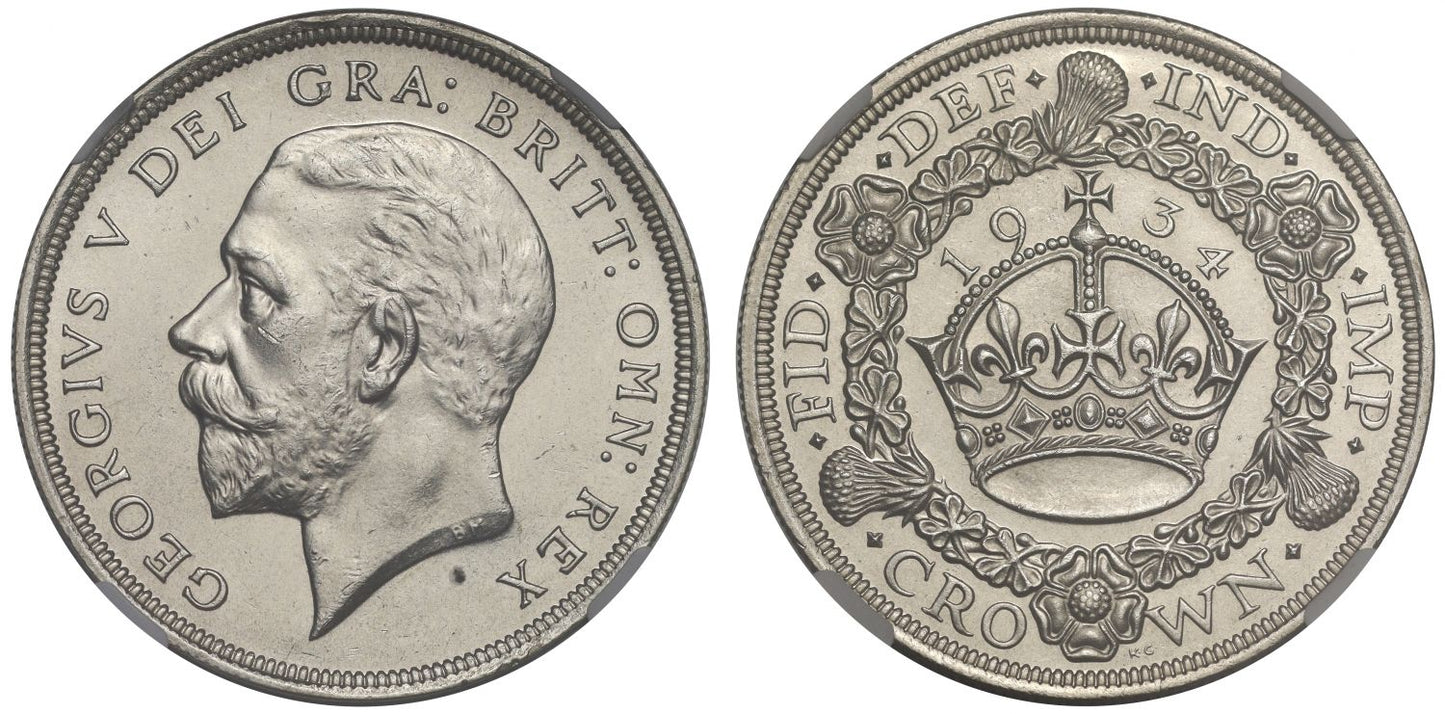 George V 1934 'Wreath' Crown MS64