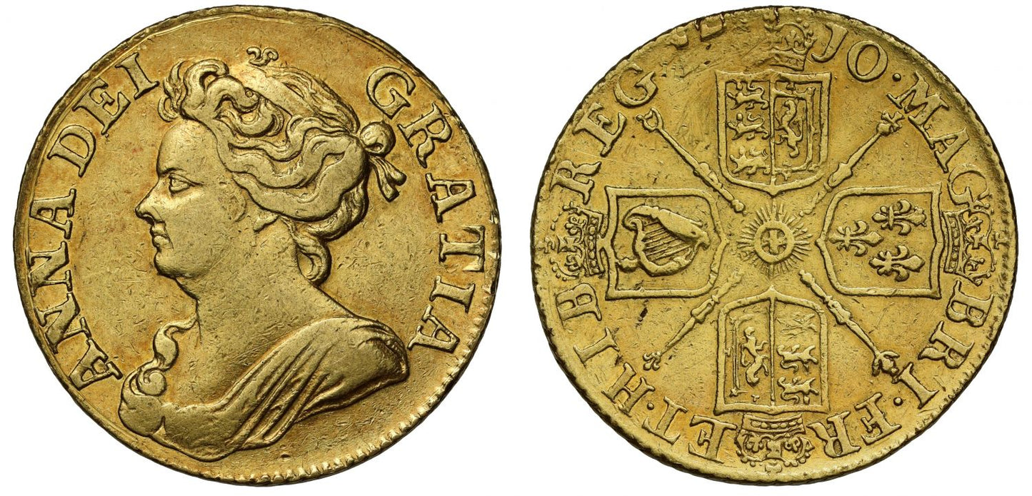 Anne 1710 Guinea, third bust
