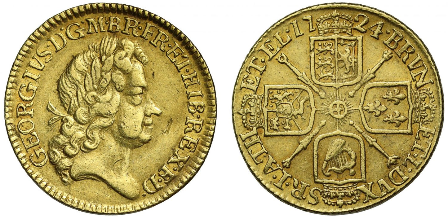 George I 1724 Guinea, fifth head