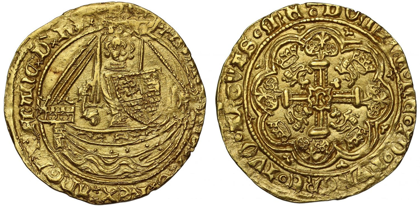 Richard II gold Half-Noble, type 3b with vertical lion on rudder, London, ex Lockett and King