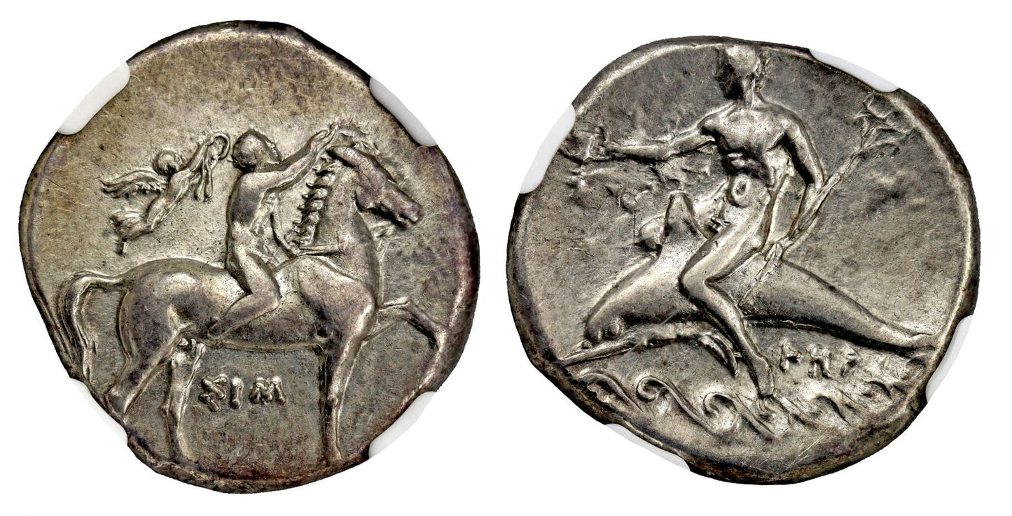 Ch XF 5/5 4/5 | Calabria Tarentum silver Didrachm