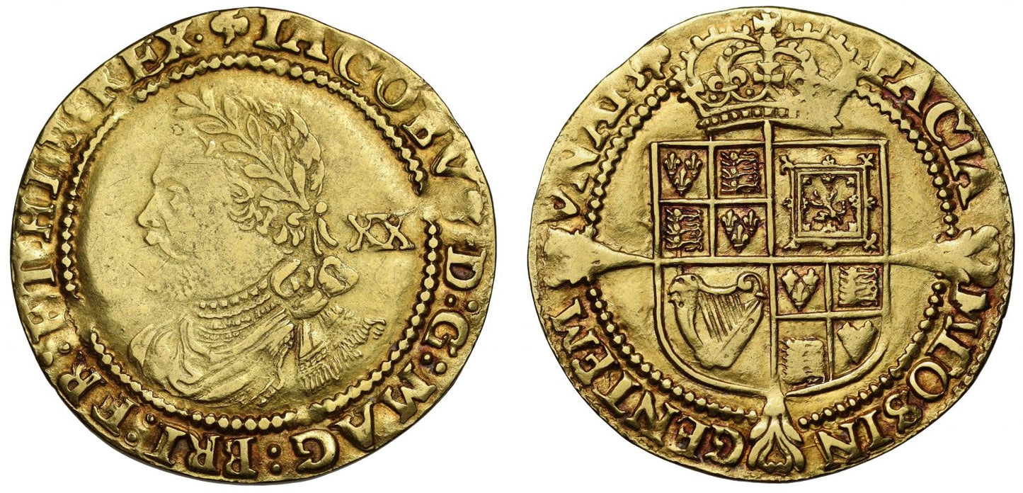 James I gold Laurel, 3rd coinage, 4th bust, initial mark lis