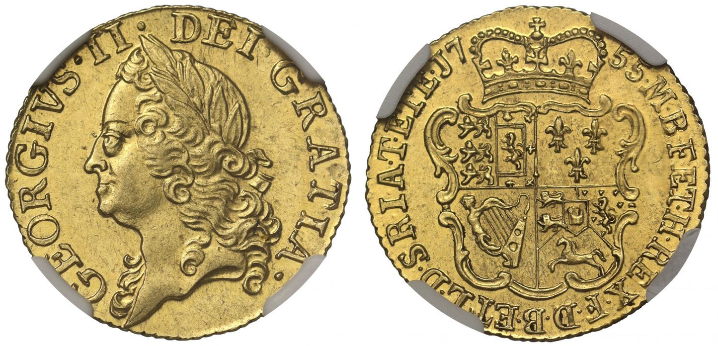 George II 1755 Half-Guinea, joint finest graded at MS62