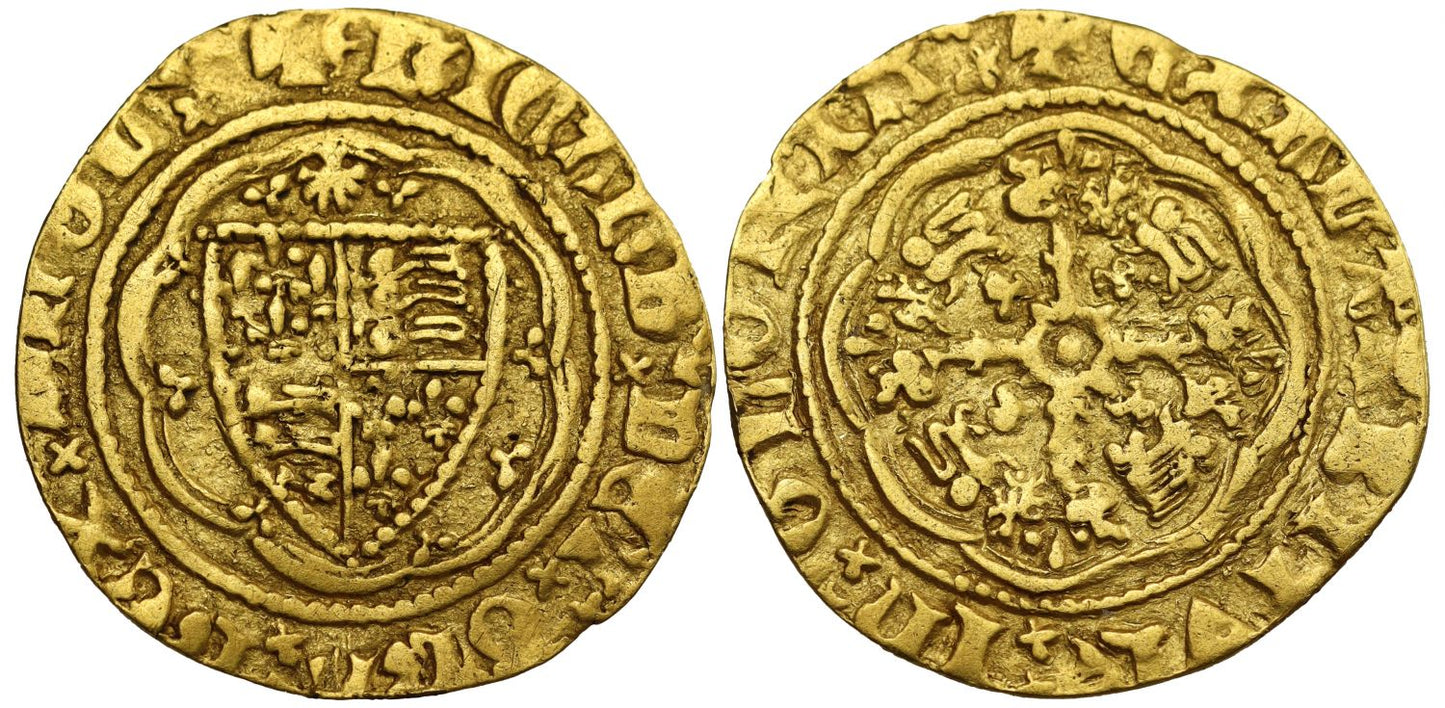 Richard II Quarter-Noble, type IVa with escallop over shield, final issue of reign