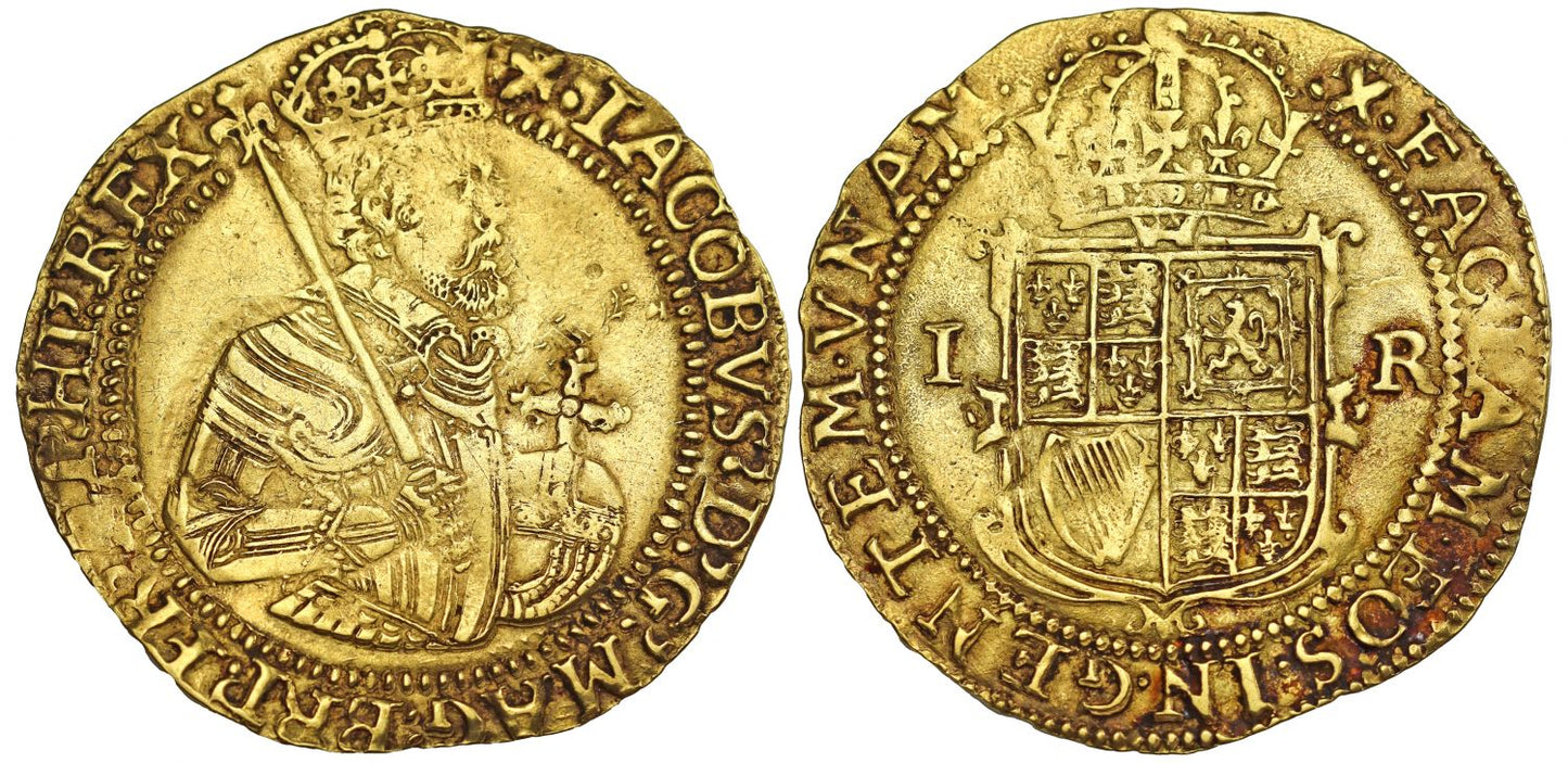 James I Unite, 5th bust, mm saltire cross, very rare final issue